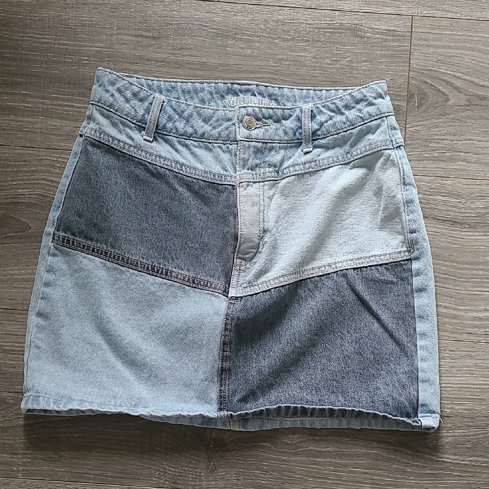 Stylish Denim Patchwork Skirt